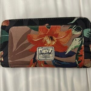 Herschel Supply Company Floral Wallet with Orange and Blue Accents